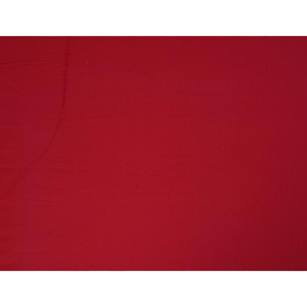 (Pre Cut 2.35 Mtr Piece) Red Color High Twisted Cotton Voile Fabric