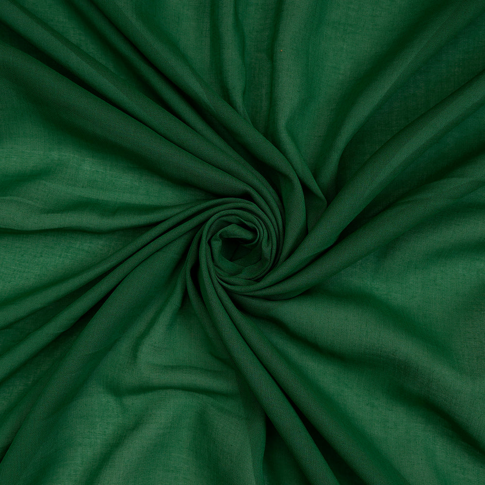 (Pre-Cut 3.15 Mtr ) Dark Green Color High Twisted Cotton Voile Fabric