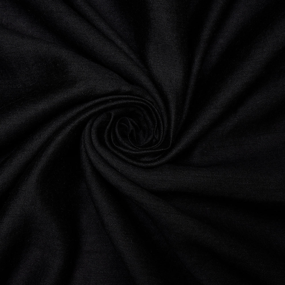 (Pre-Cut 1.75 Mtr) Black Color Muga Silk Fabric
