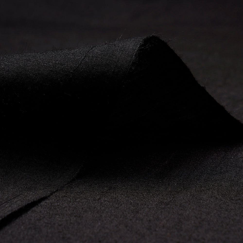 (Pre-Cut 1.75 Mtr) Black Color Muga Silk Fabric