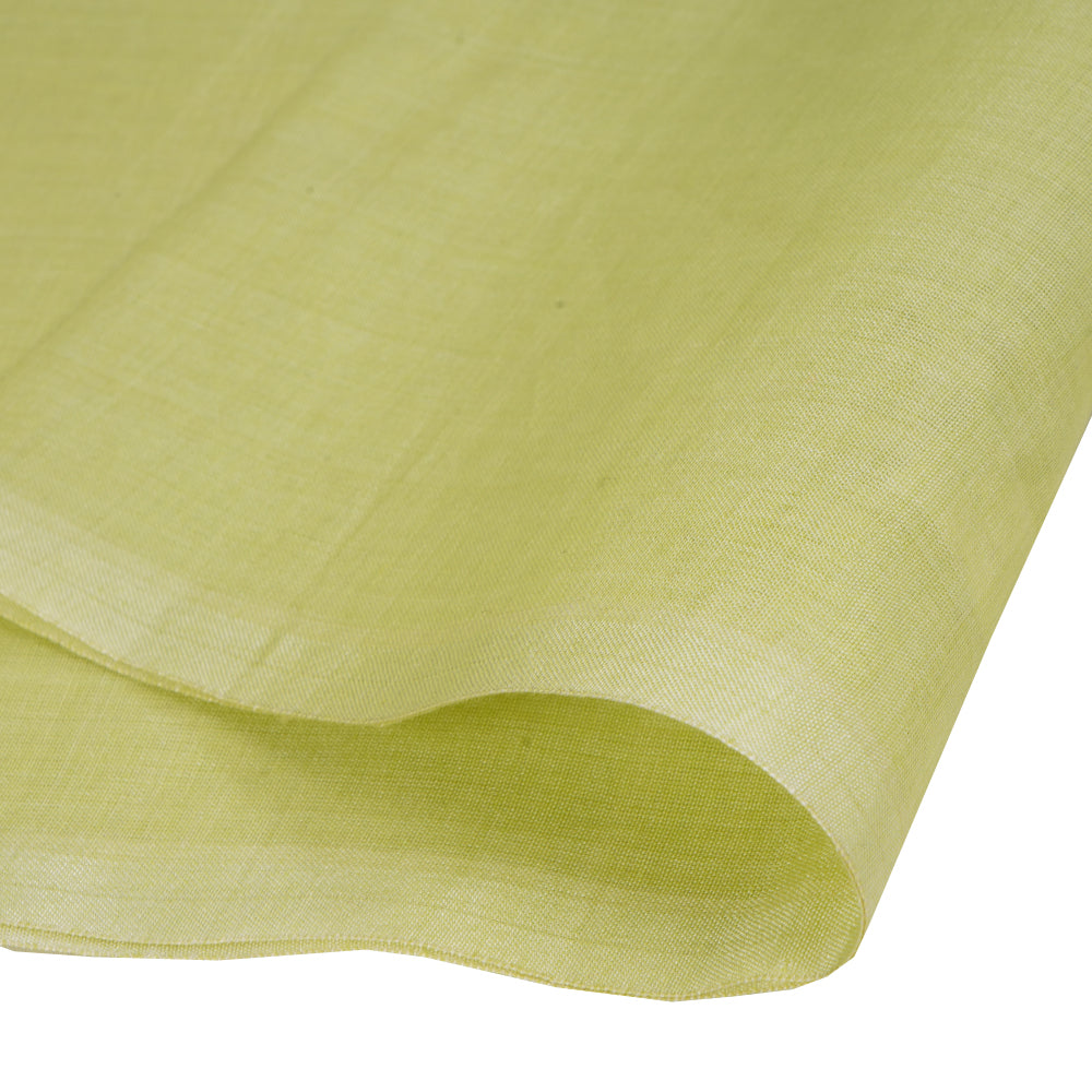(Pre Cut 0.60 Mtr Piece) Lime Color Tussar Chanderi Fabric