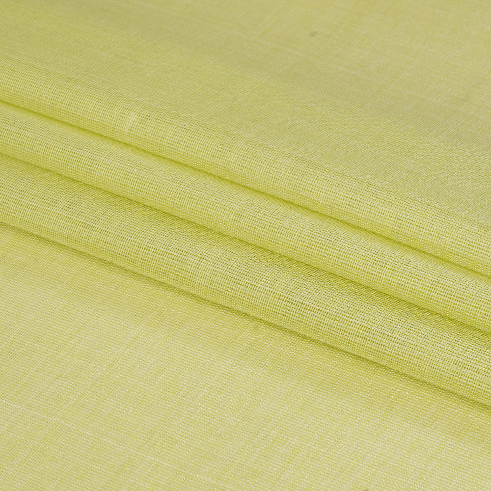 (Pre Cut 0.60 Mtr Piece) Lime Color Tussar Chanderi Fabric