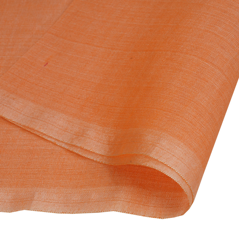 (Pre Cut 0.65 Mtr Piece) Orange Color Tussar Chanderi Fabric