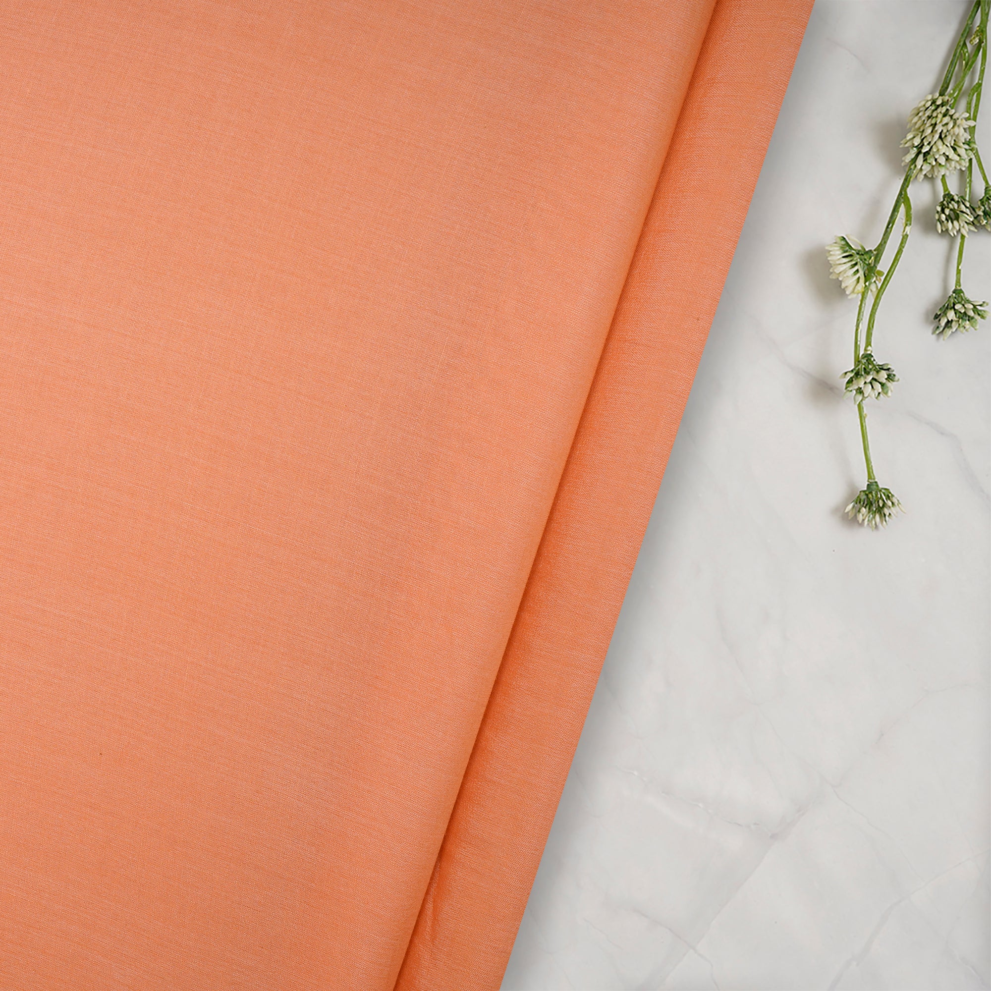 (Pre-Cut 2.00 Mtr) Orange Tussar Silk Cotton Fabric