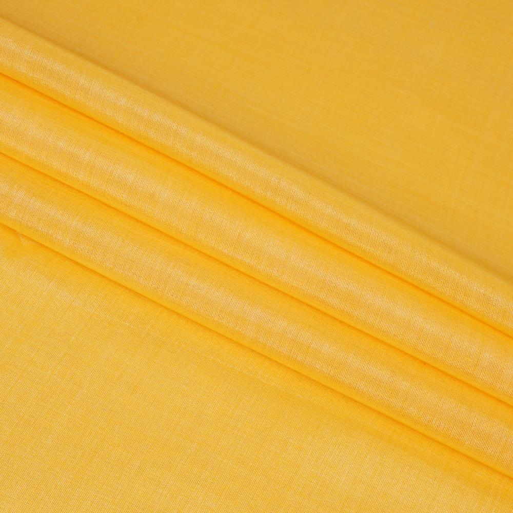 (Pre Cut 2.65 Mtr Piece) Yellow Color Tussar Chanderi Fabric
