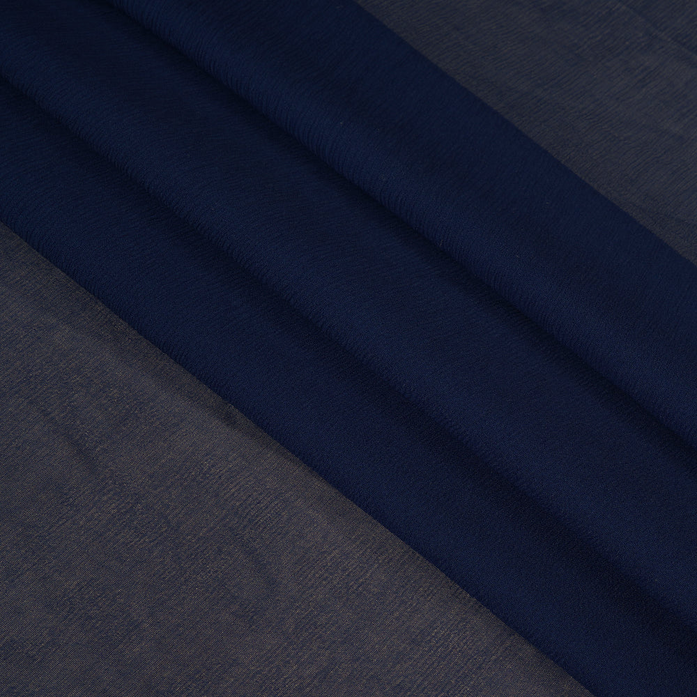 (Pre Cut 2 Mtr Piece) Dark Blue Color 40 GLM Chiffon Silk Fabric