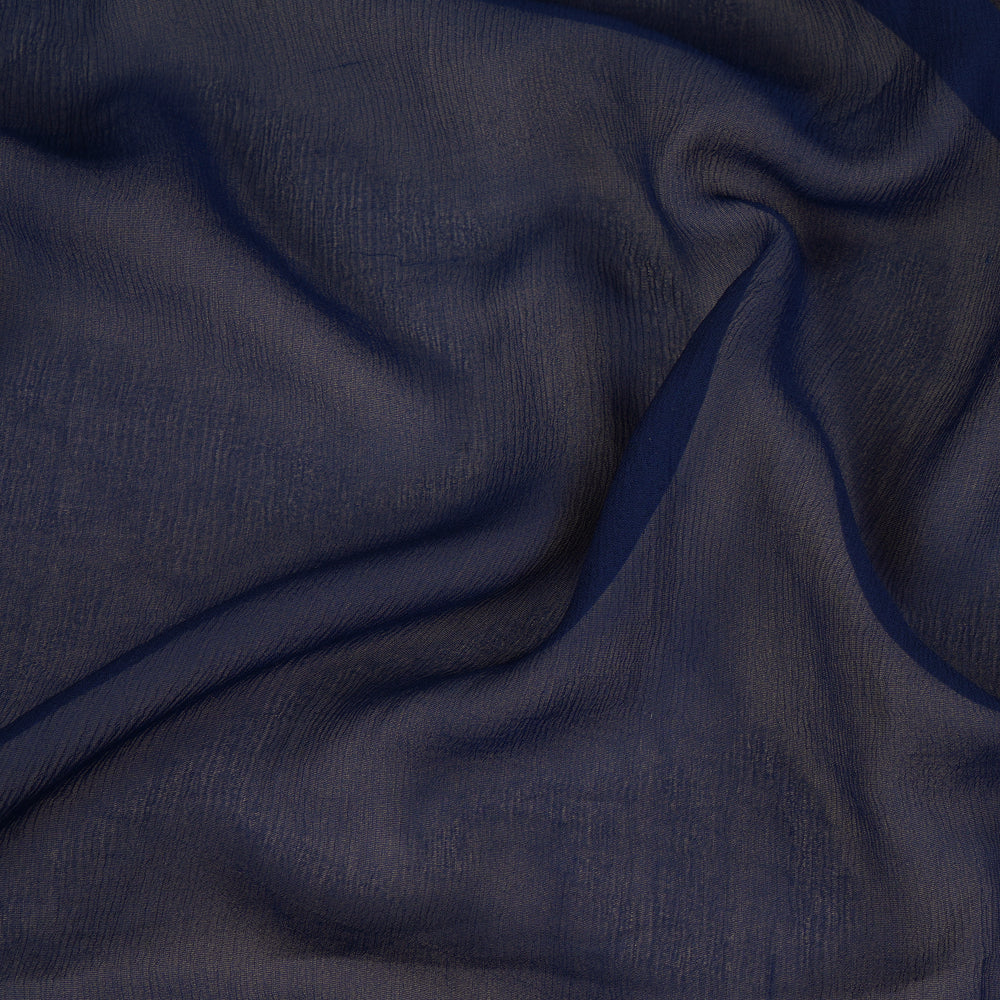 (Pre Cut 2 Mtr Piece) Dark Blue Color 40 GLM Chiffon Silk Fabric