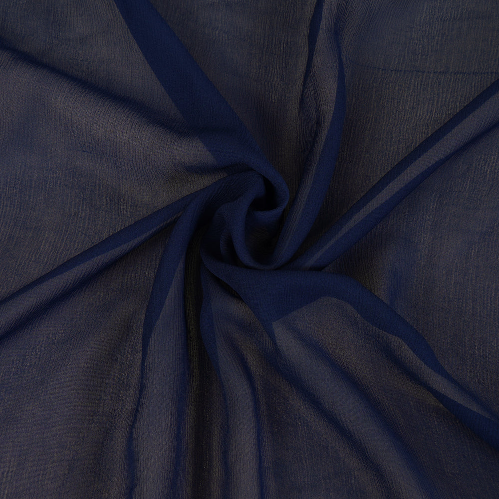 (Pre Cut 2 Mtr Piece) Dark Blue Color 40 GLM Chiffon Silk Fabric