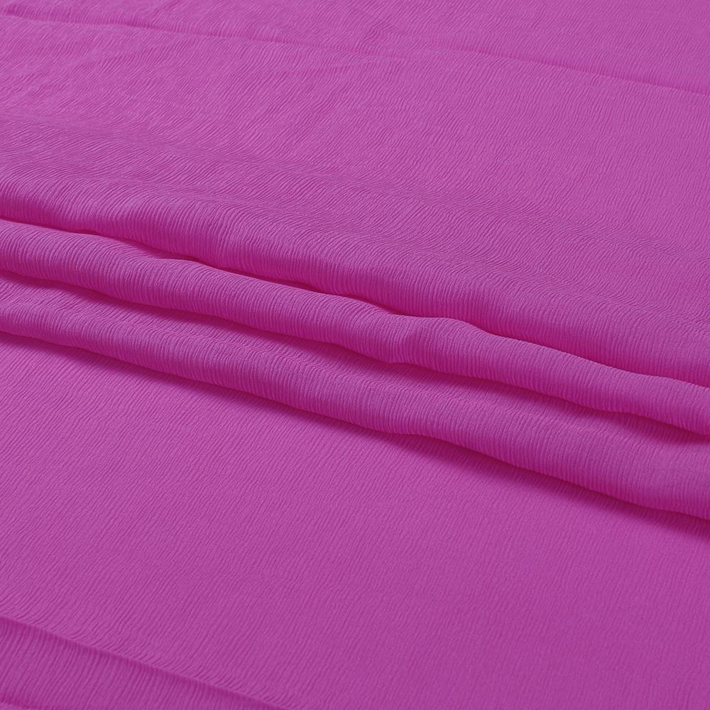 (Pre Cut 2.50 Mtr Piece) Fluorescent Pink Color Chiffon Silk  Fabric