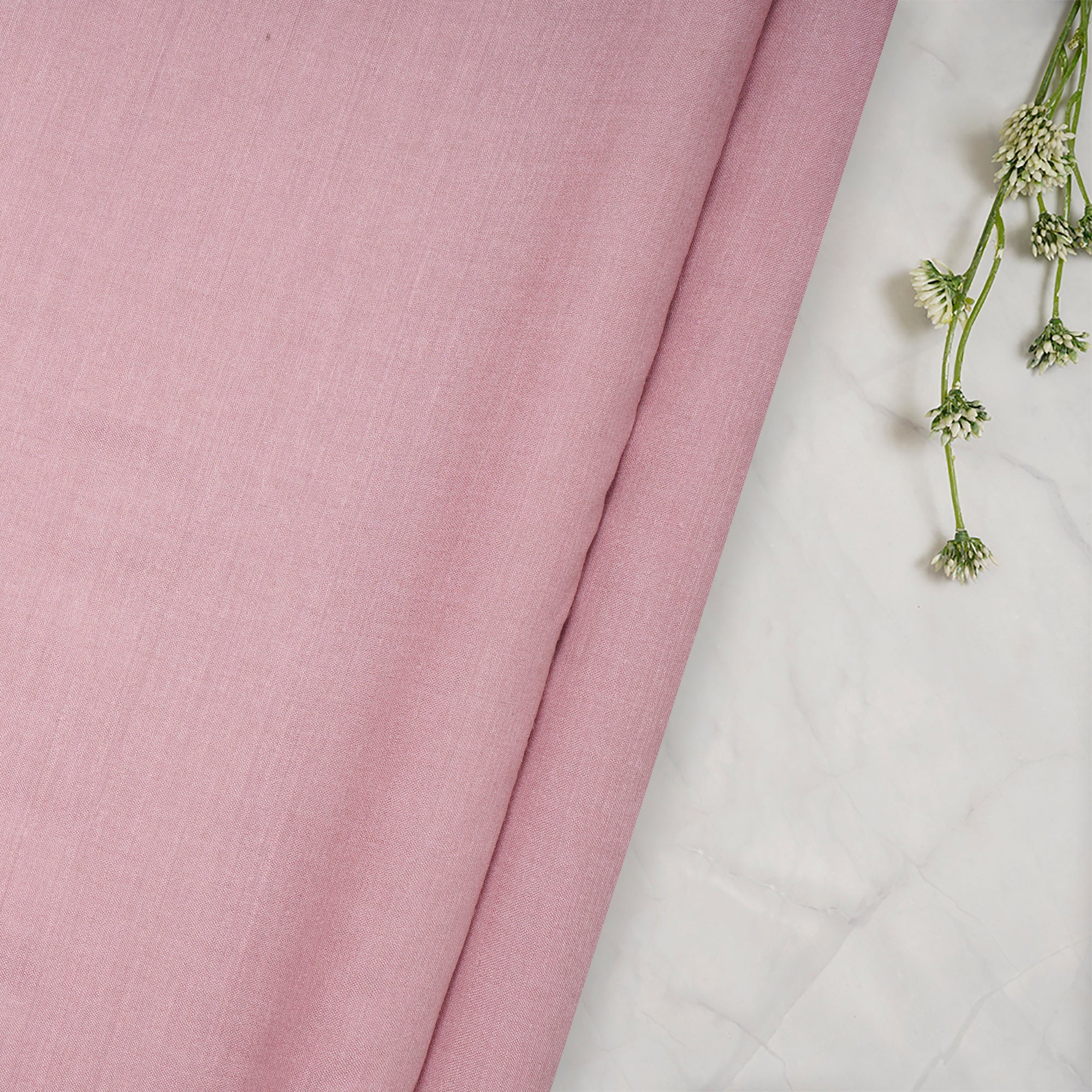 ( Pre Cut 3.05 Mtr ) Pink Tussar Silk Muga Fabric