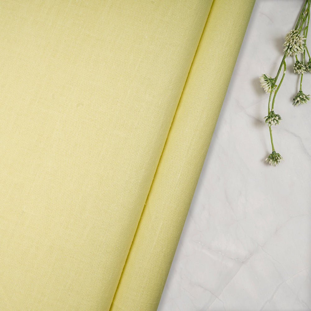 (Pre-Cut 2.70 Mtr) Lime Yellow Color Muslin Cotton Fabric