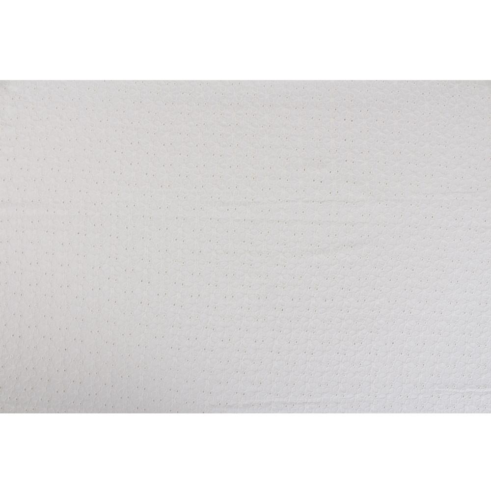 (Pre Cut 1.10 Mtr Piece) White Color Embroidered Cotton Fabric