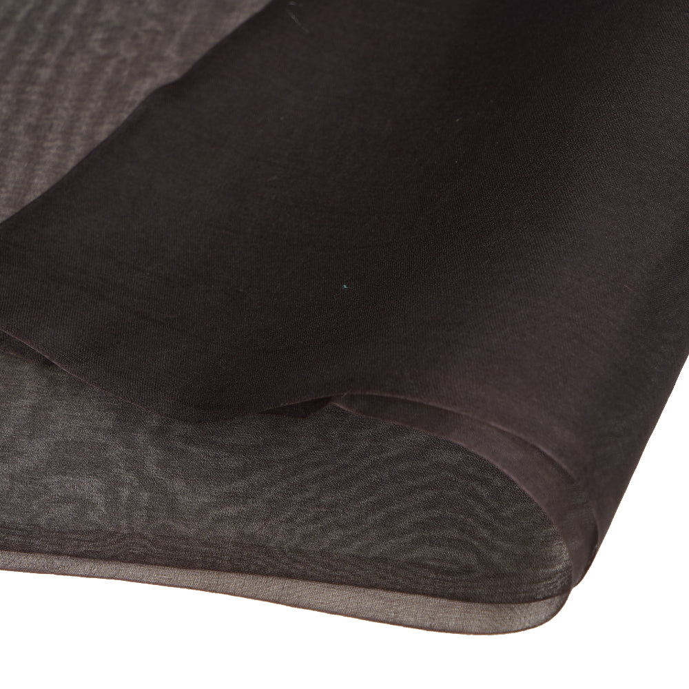 (Pre Cut 0.60 Mtr Piece) Black Color Organza Silk Fabric
