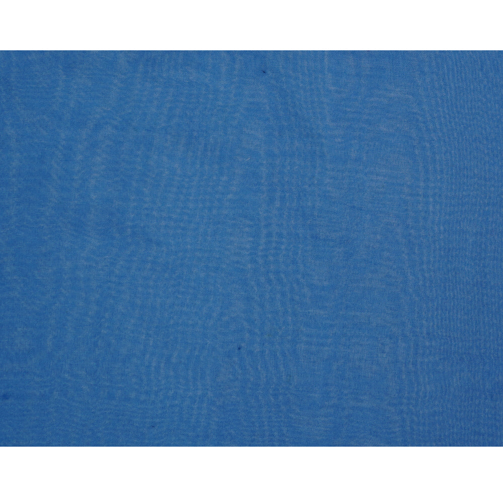 (Pre Cut 0.90 Mtr Piece) Blue Color Organza Silk Fabric