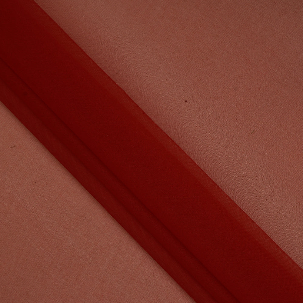 (Pre-Cut 1.65 Mtr ) Red Color Pure Organza Silk Fabric