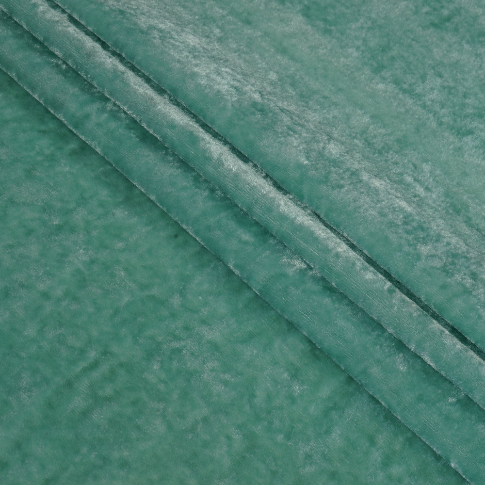 (Pre Cut 2.50 Mtr Piece) Sage Green Color Silk Viscose Velvet Fabric