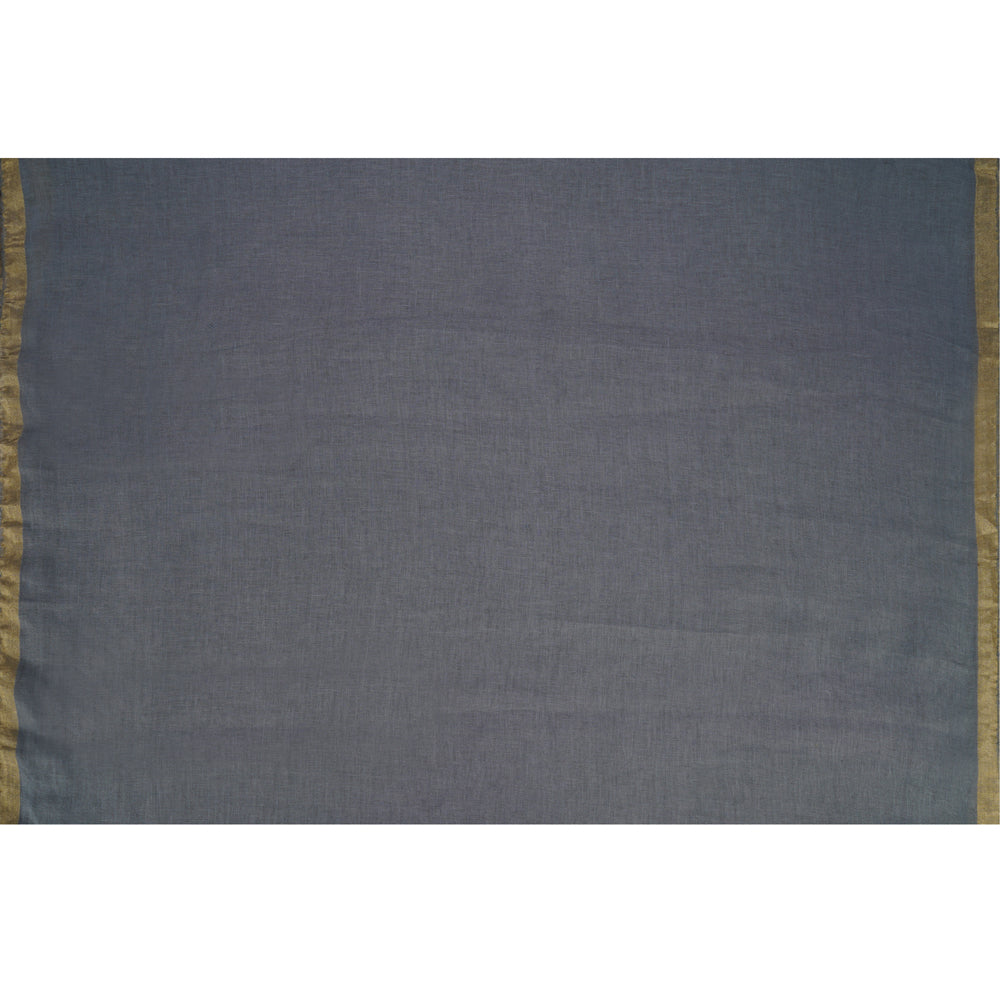 (Pre-Cut 1.50 Mtr ) Grey Color Gauze Linen Fabric
