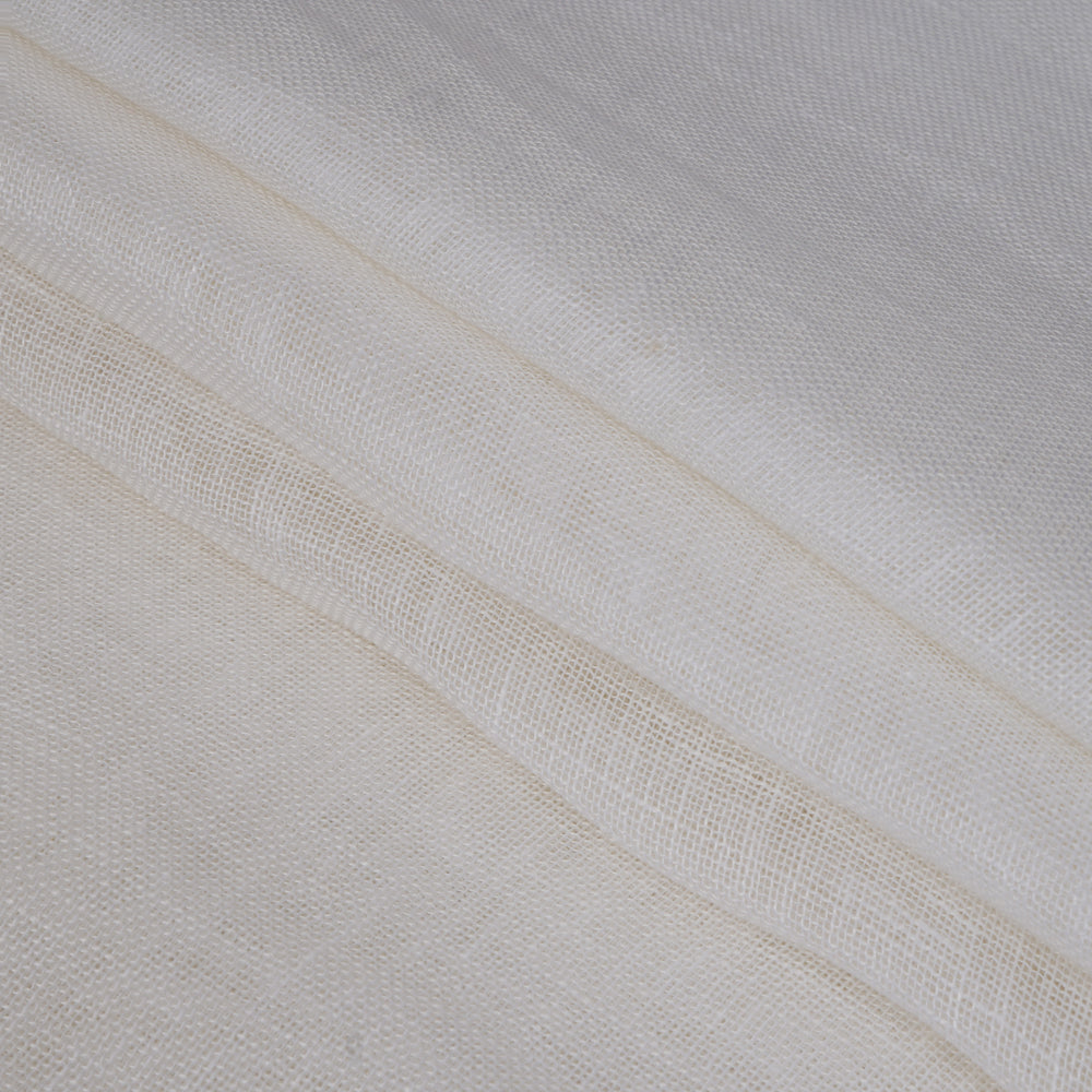 (Pre-Cut 1.50 Mtr ) White Color Gauze Linen Fabric