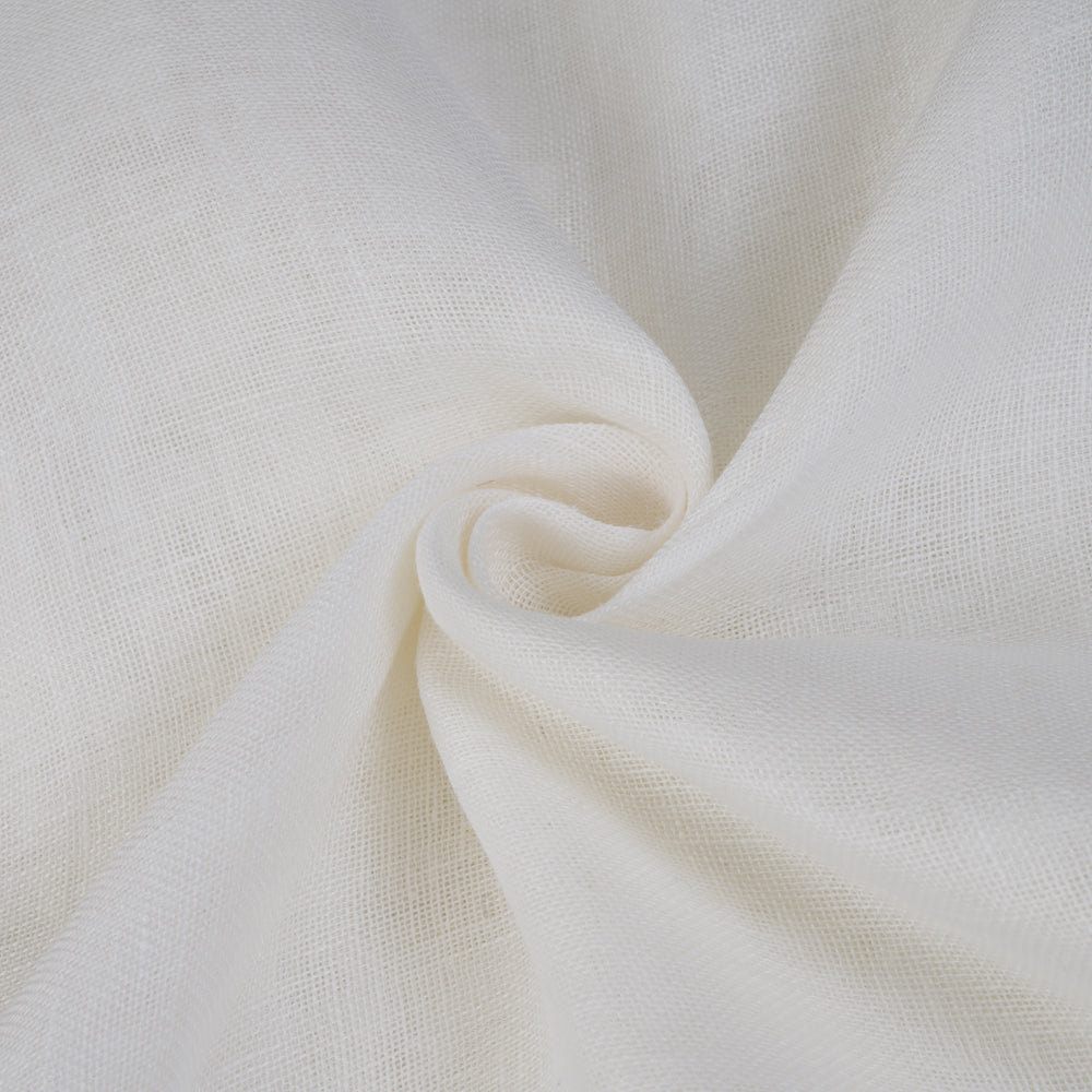 (Pre-Cut 1.50 Mtr ) White Color Gauze Linen Fabric