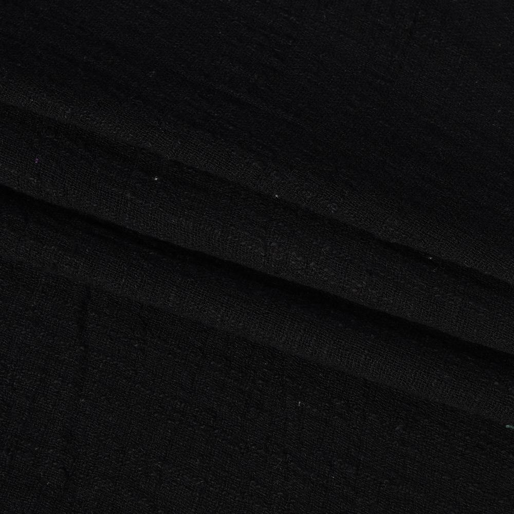 (Pre Cut 0.70 Mtr Piece) Black Color Cotton Matka Fabric