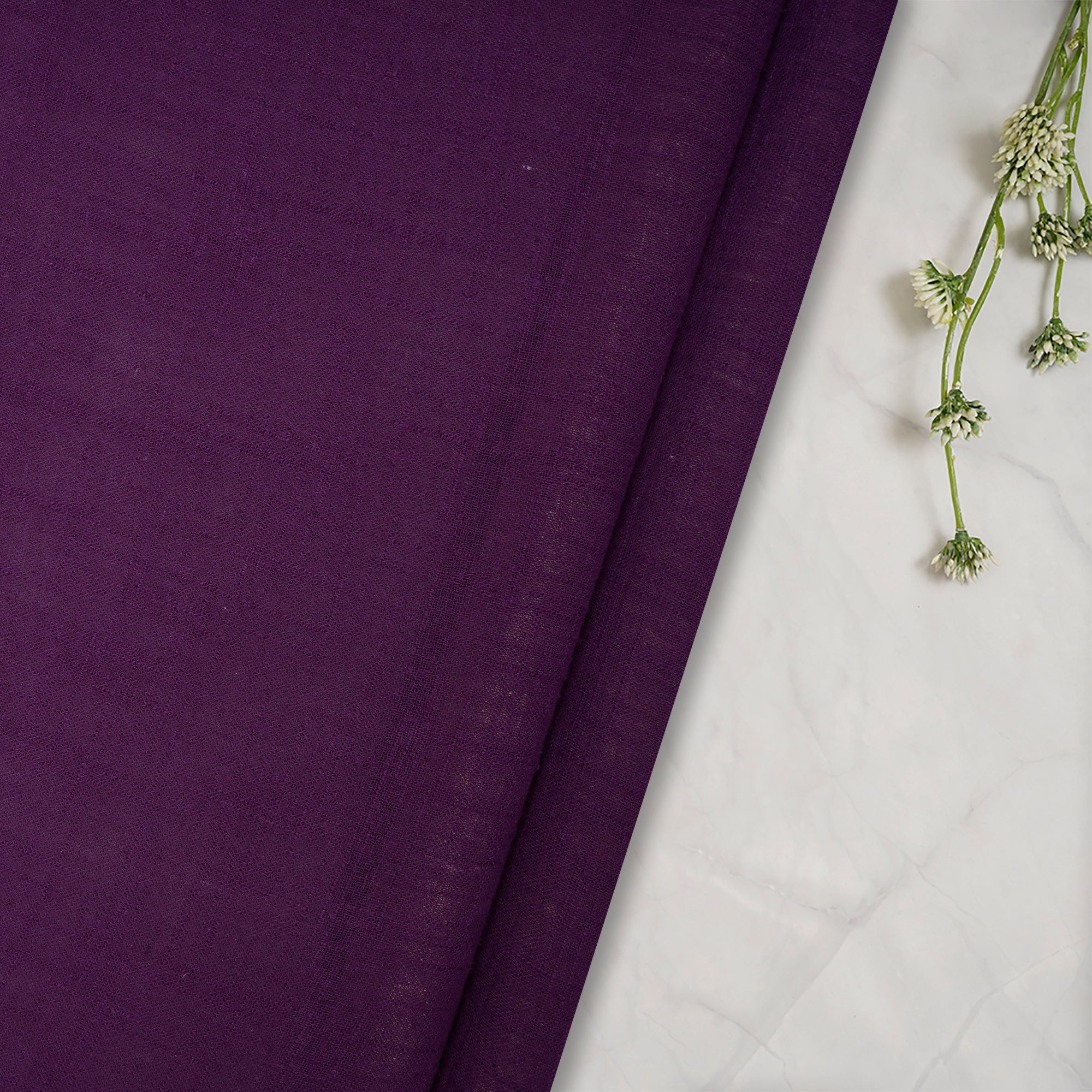 (Pre-Cut 1 Mtr) Purple Color Mill Dyed Cotton Viscose Slub Fabric