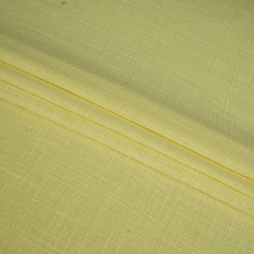 (Pre Cut 1.30 Mtr Piece) Yellow Color Cotton Matka Fabric