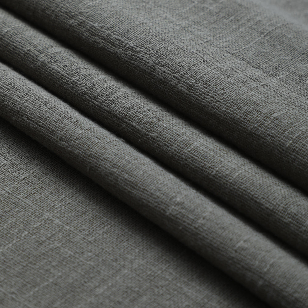 (Pre-Cut 1.50 Mtr) Olive Color Slub Cotton Fabric