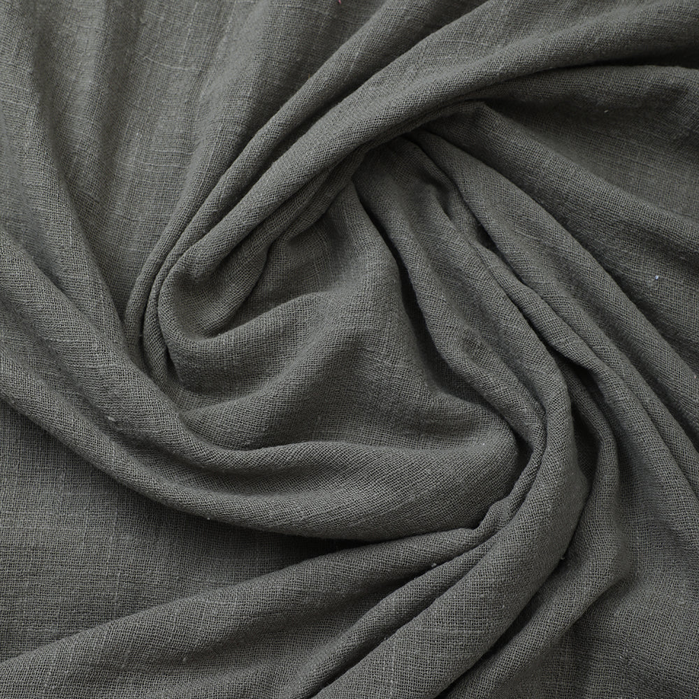 (Pre-Cut 1.50 Mtr) Olive Color Slub Cotton Fabric