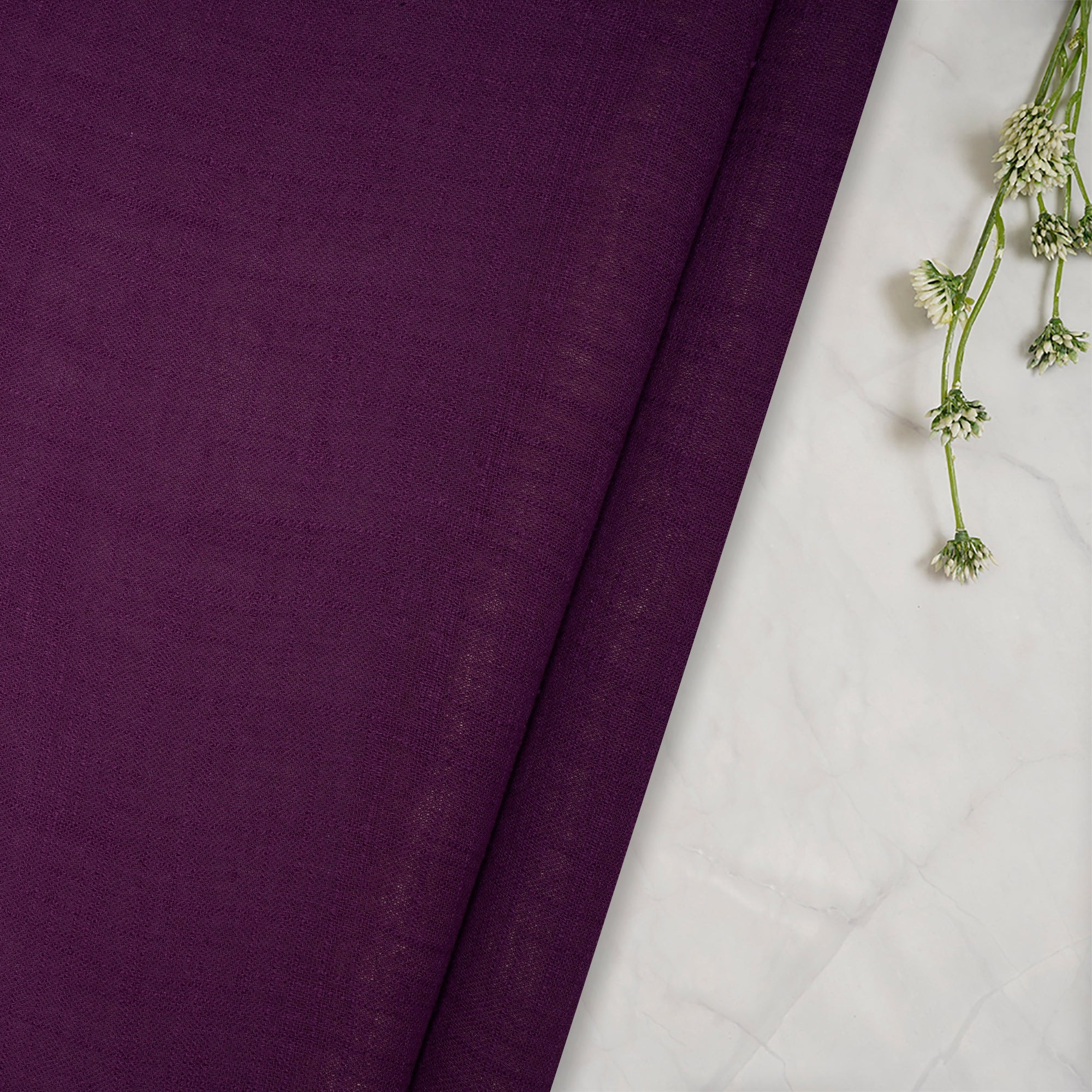 (Pre-Cut 1.50 Mtr) Purple Color Mill Dyed Cotton Viscose Slub Fabric