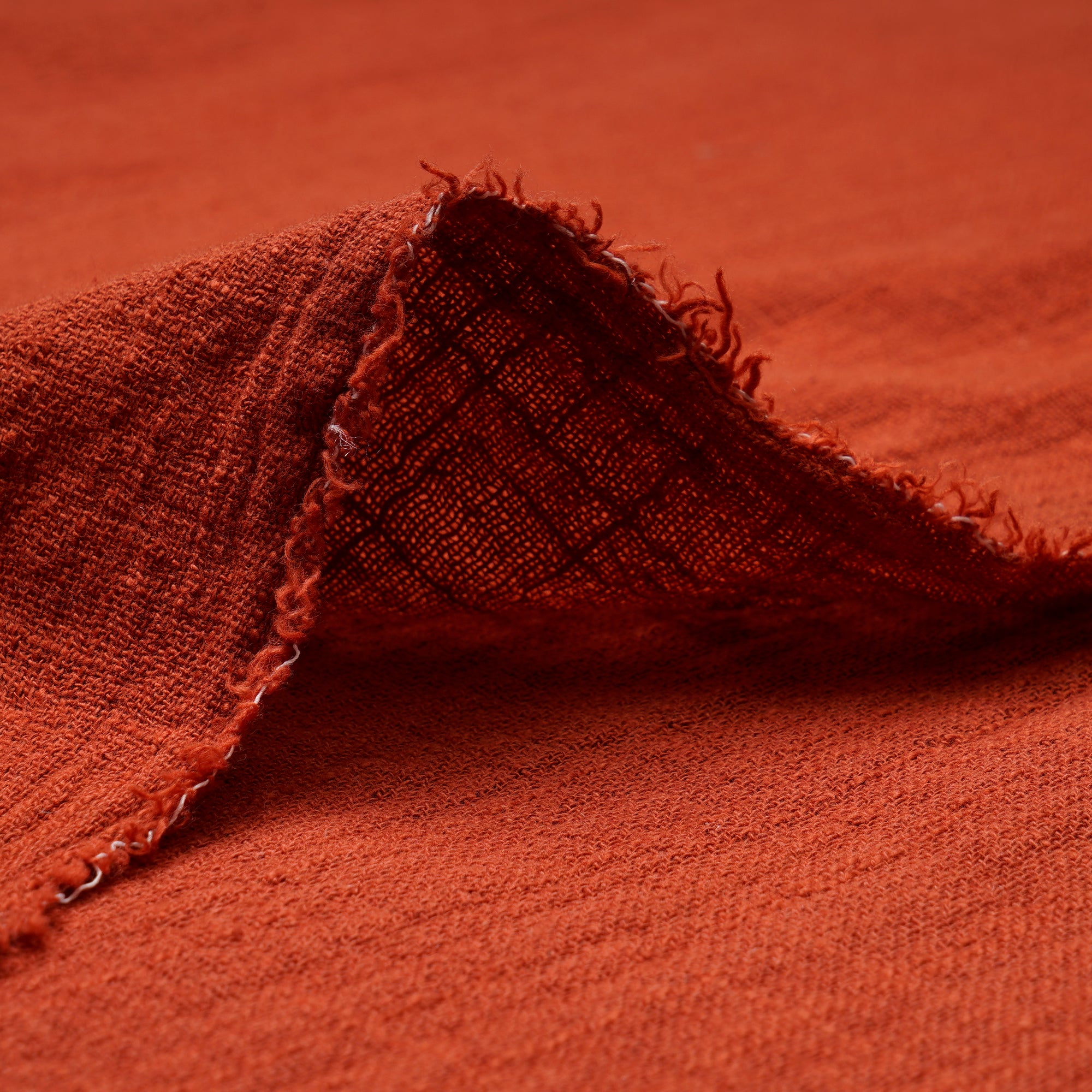 (Pre-Cut 3.50 Mtr )Brown Mill Dyed Cotton Viscose Slub Fabric