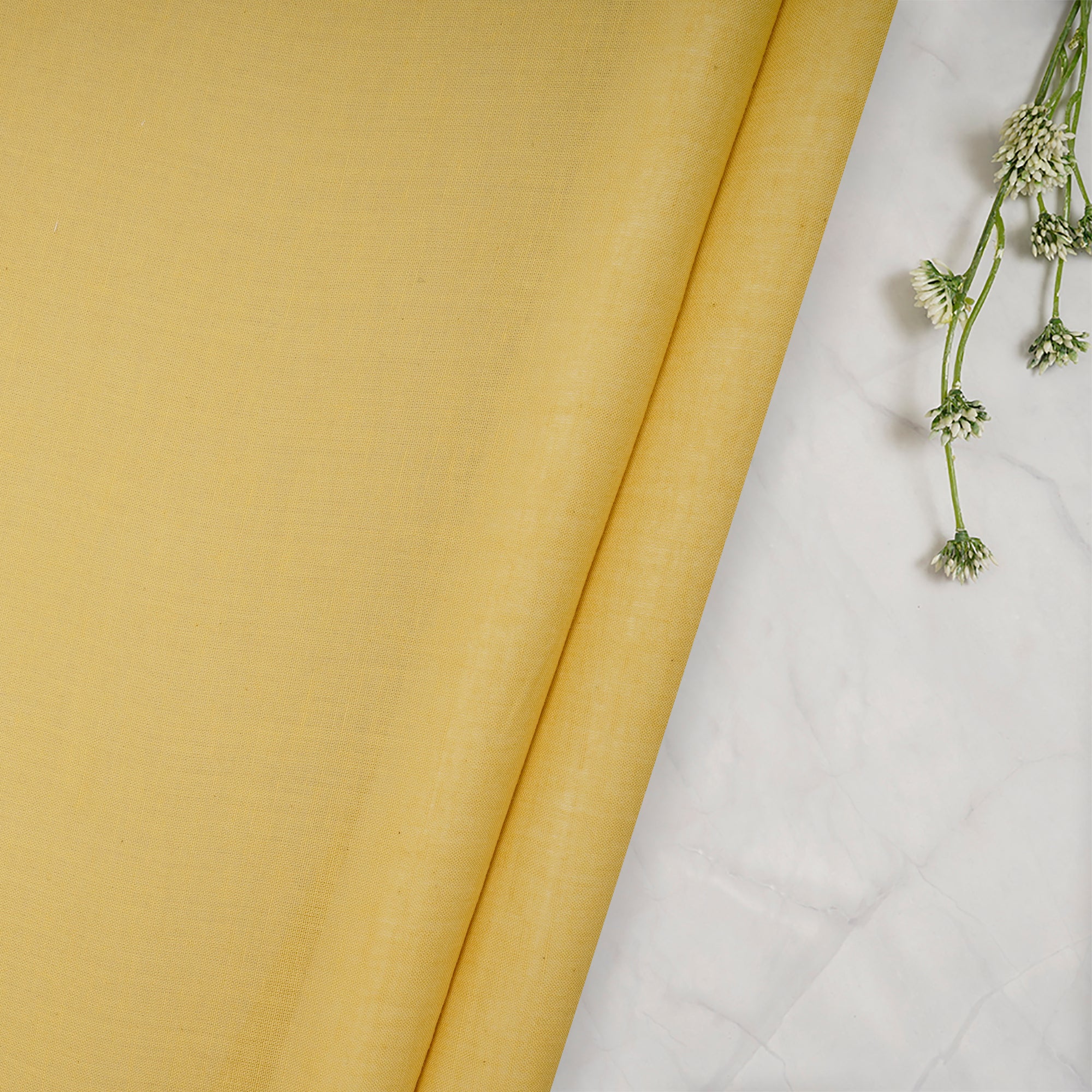 (Pre-Cut 0.70 Mtr) Yellow Color Premium Cotton Voile Fabric