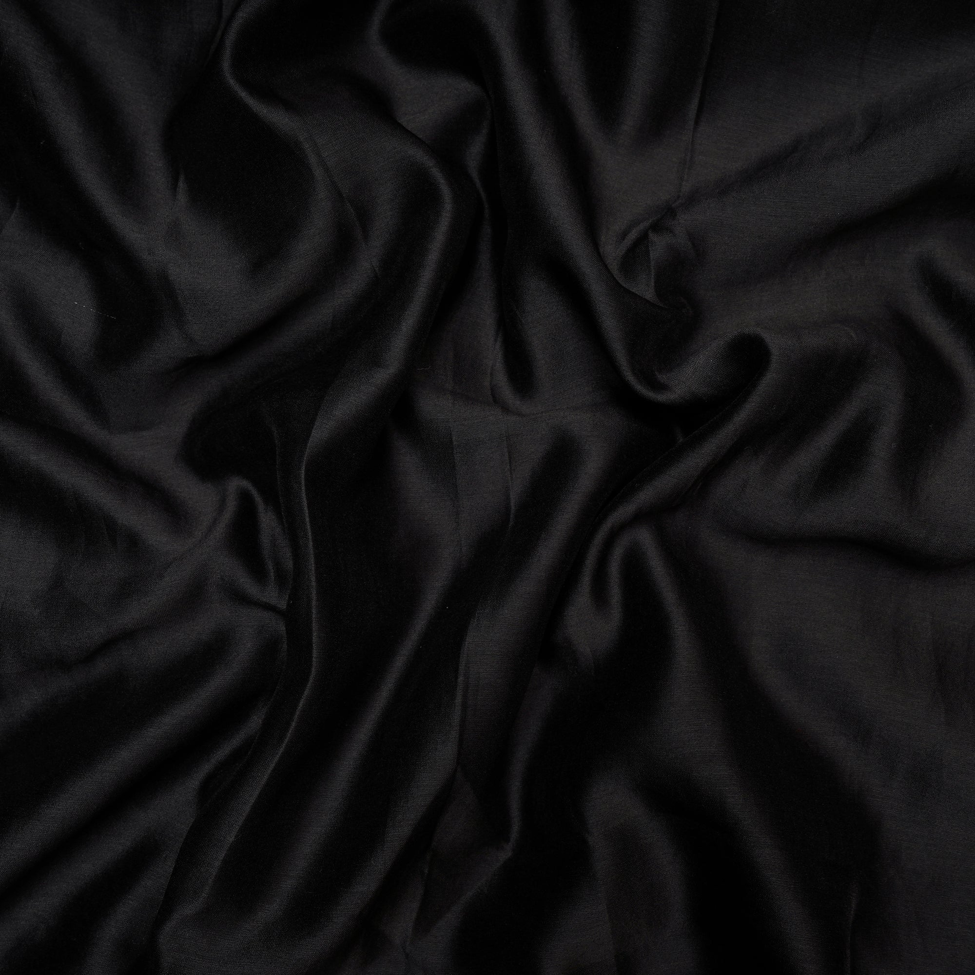 (Pre Cut 1.60 Mtr )Black Piece Dyed Pure Rapier Chanderi Fabric