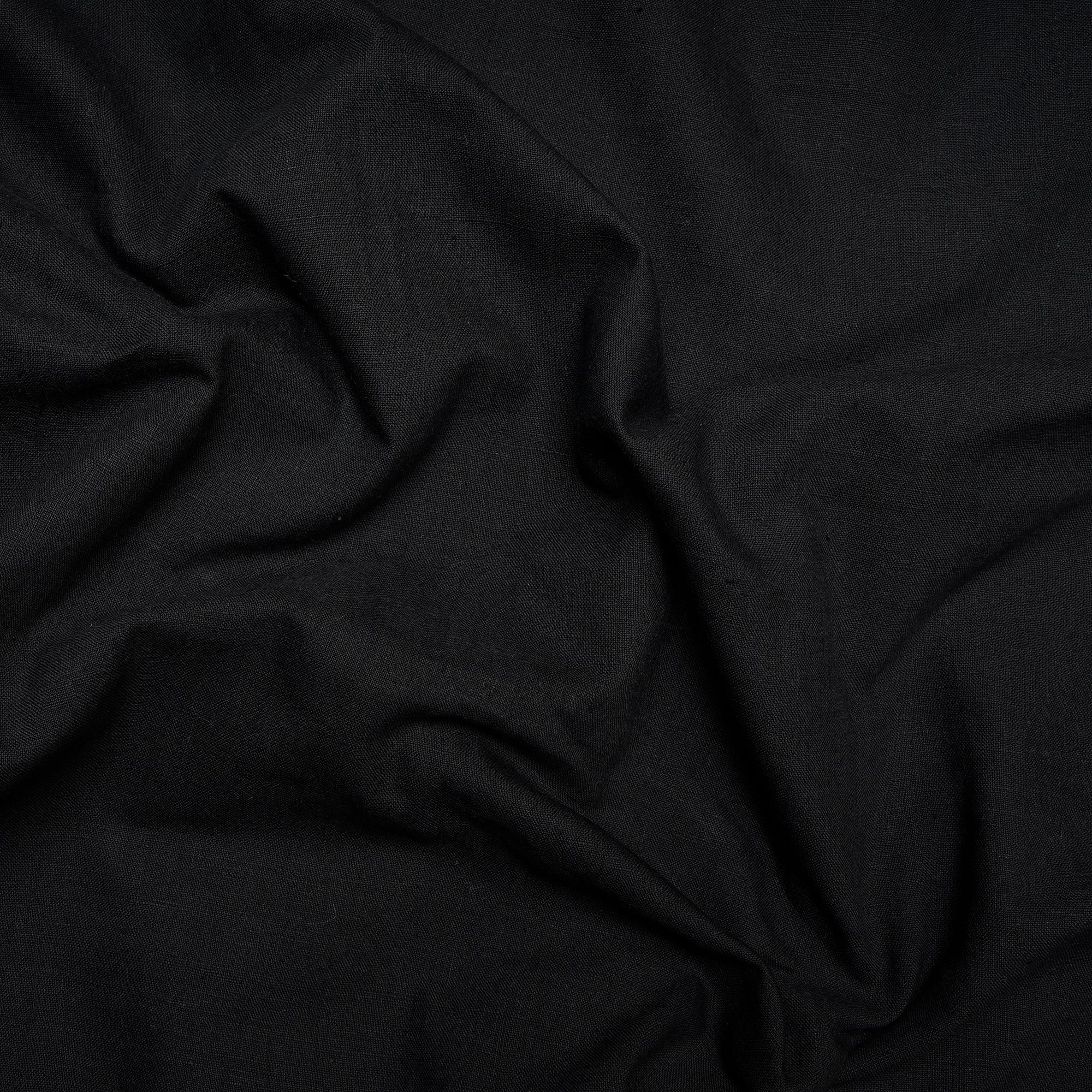 (Pre-Cut 2.50 Mtr )BlackWoven Handspun Cotton Fabric