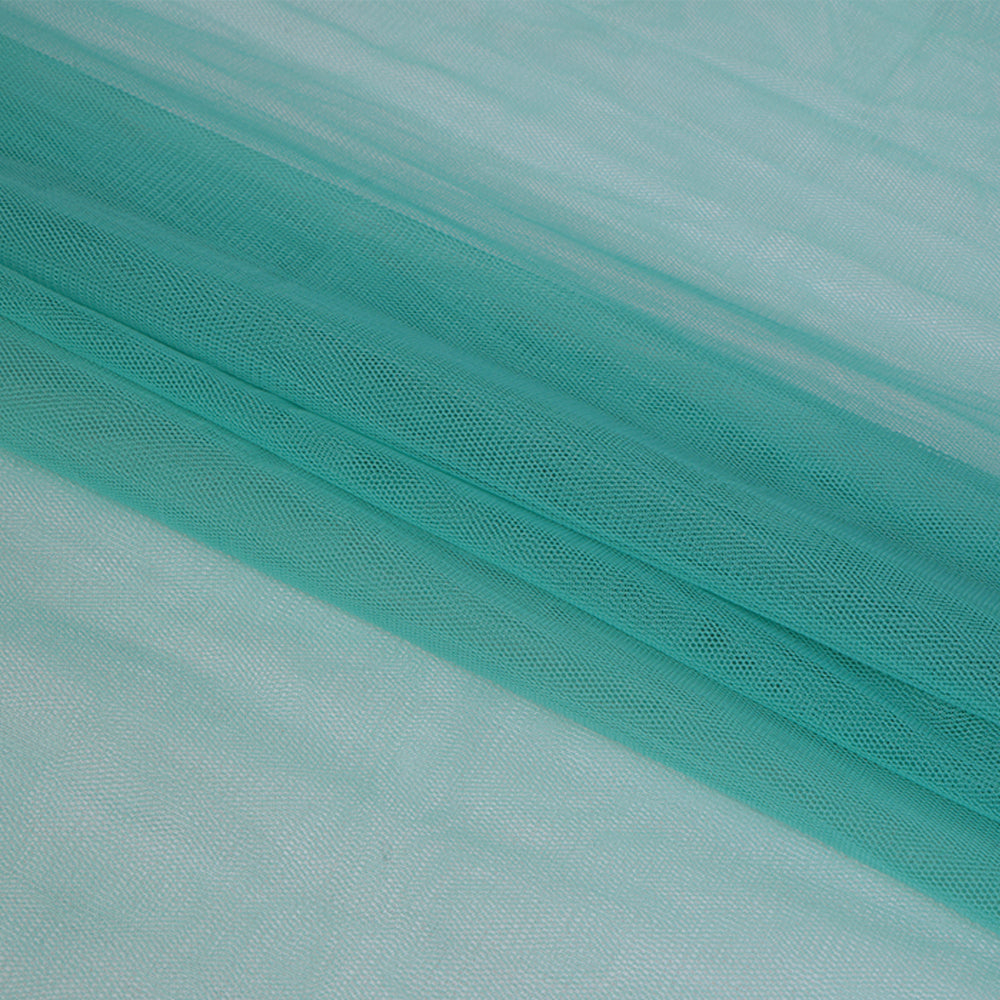 (Pre Cut 2.25 Mtr Piece) Sea Green Color Butterfly Net Fabric