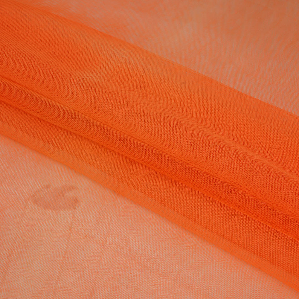 (Pre Cut 2.85 Mtr Piece) Tangerine Color Butterfly Net Fabric