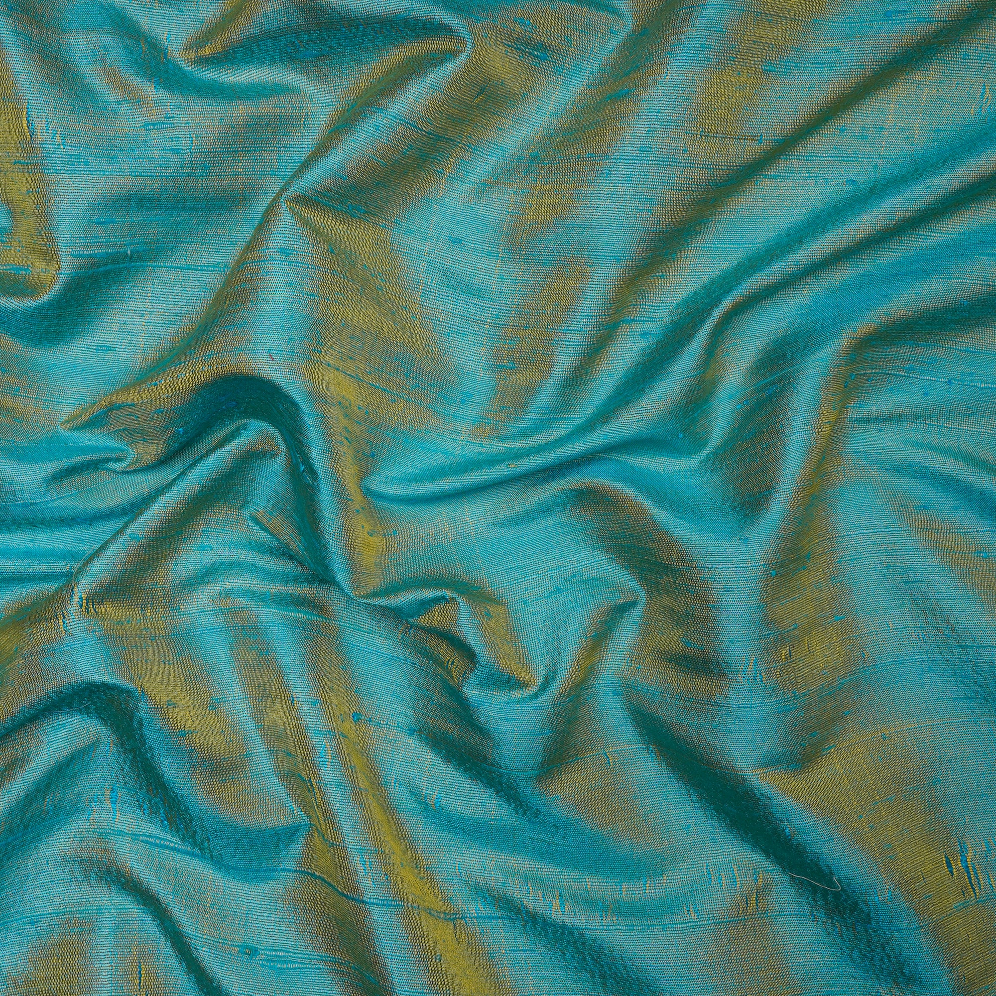 (Pre-Cut 1.00 Mtr) Turquoise Blended Dupion Silk Fabric