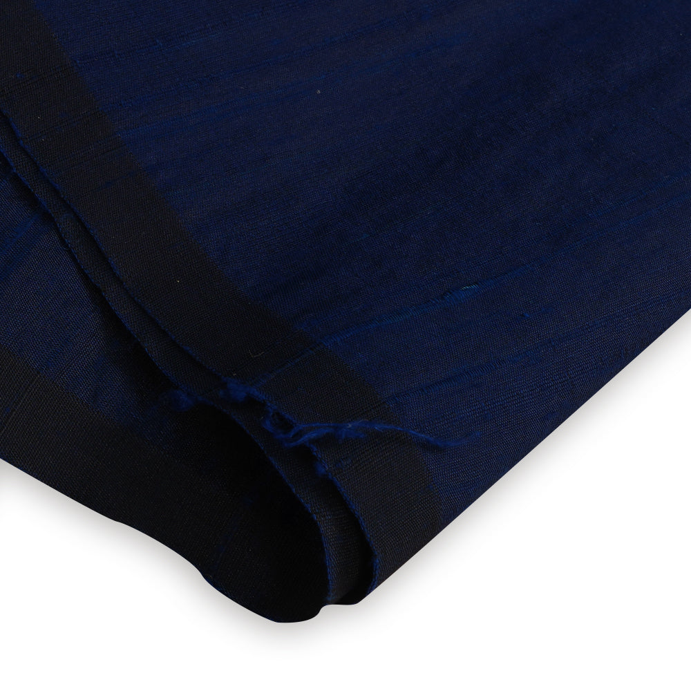 (Pre Cut 2 Mtr Piece) Dark Blue Color Dupion Silk Fabric