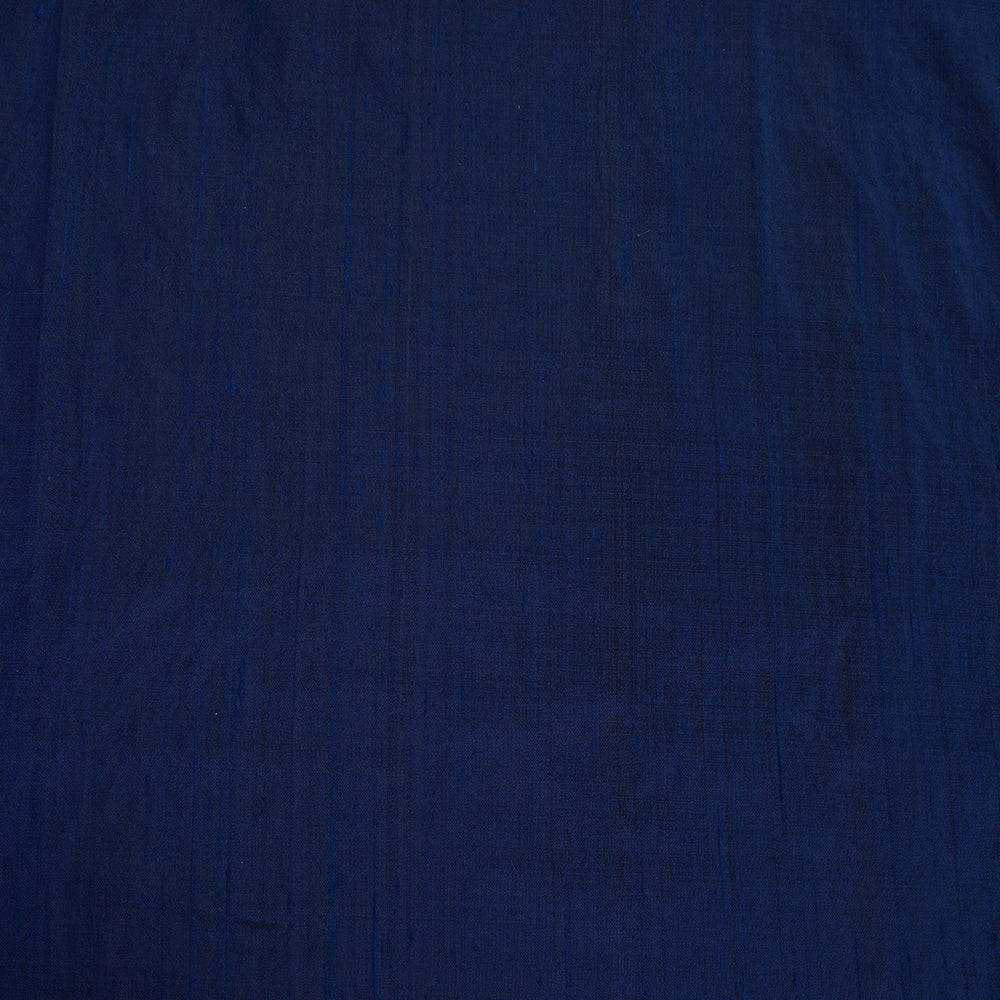 (Pre Cut 2 Mtr Piece) Dark Blue Color Dupion Silk Fabric