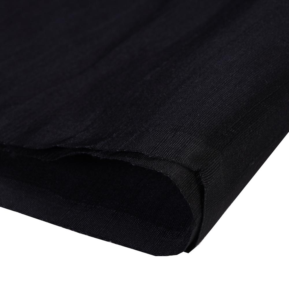(Pre Cut 2.40 Mtr Piece) Black Color Dupion Silk Fabric