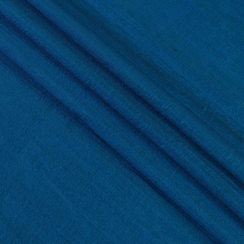 (Pre Cut 3.80 Mtr Piece) Blue Color Dupion Silk Fabric