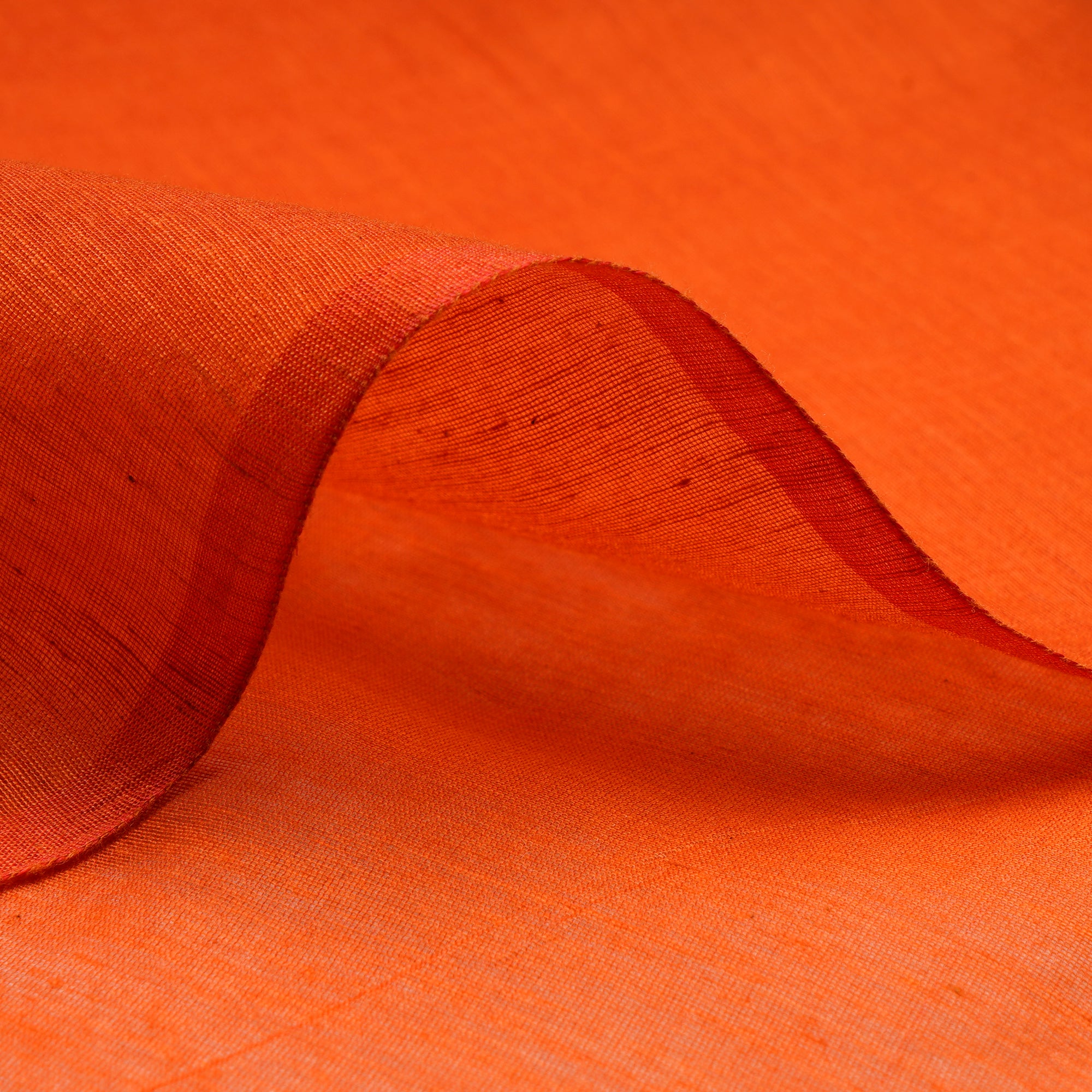 (Pre Cut 0.50 Mtr )Orange Yarn Dyed Fine Chanderi Fabric