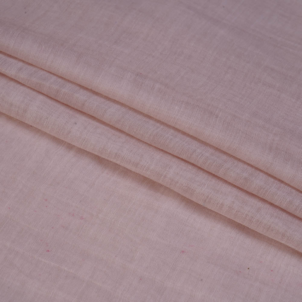 (Pre Cut 0.60 Mtr Piece) Light Lemonade Pink Color Yarn Dyed Pure Chanderi Fabric