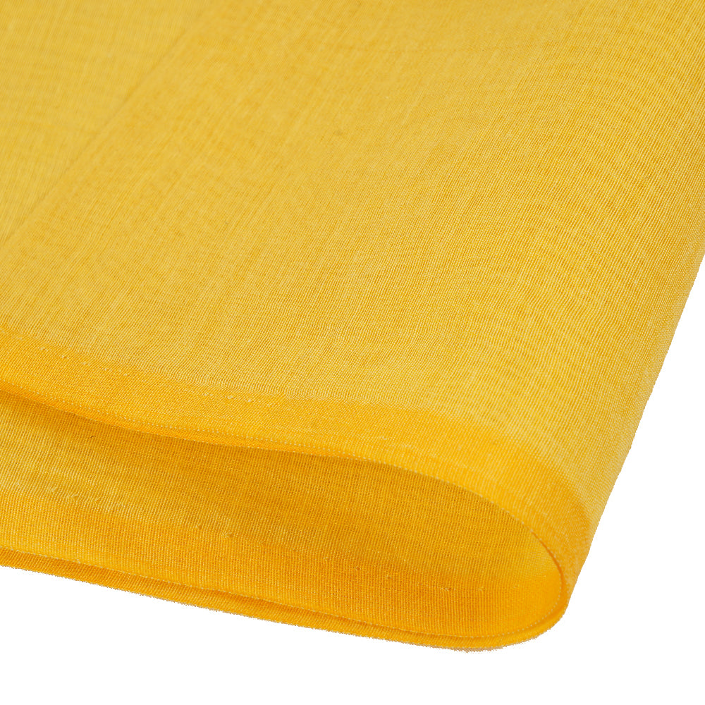 (Pre Cut 0.65 Mtr Piece) Yellow Color Yarn Dyed Pure Chanderi Fabric