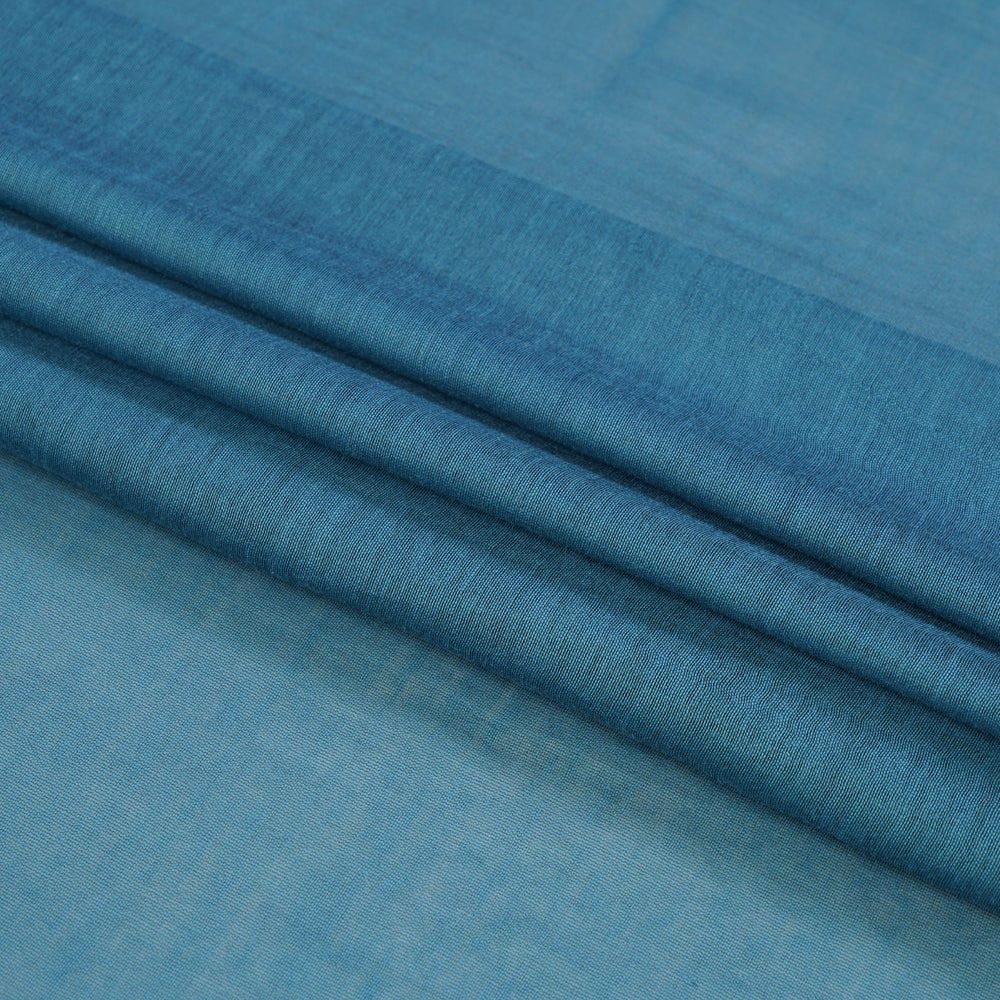 (Pre Cut 0.70 Mtr Piece) Steel Blue Color Yarn Dyed Pure Chanderi Fabric