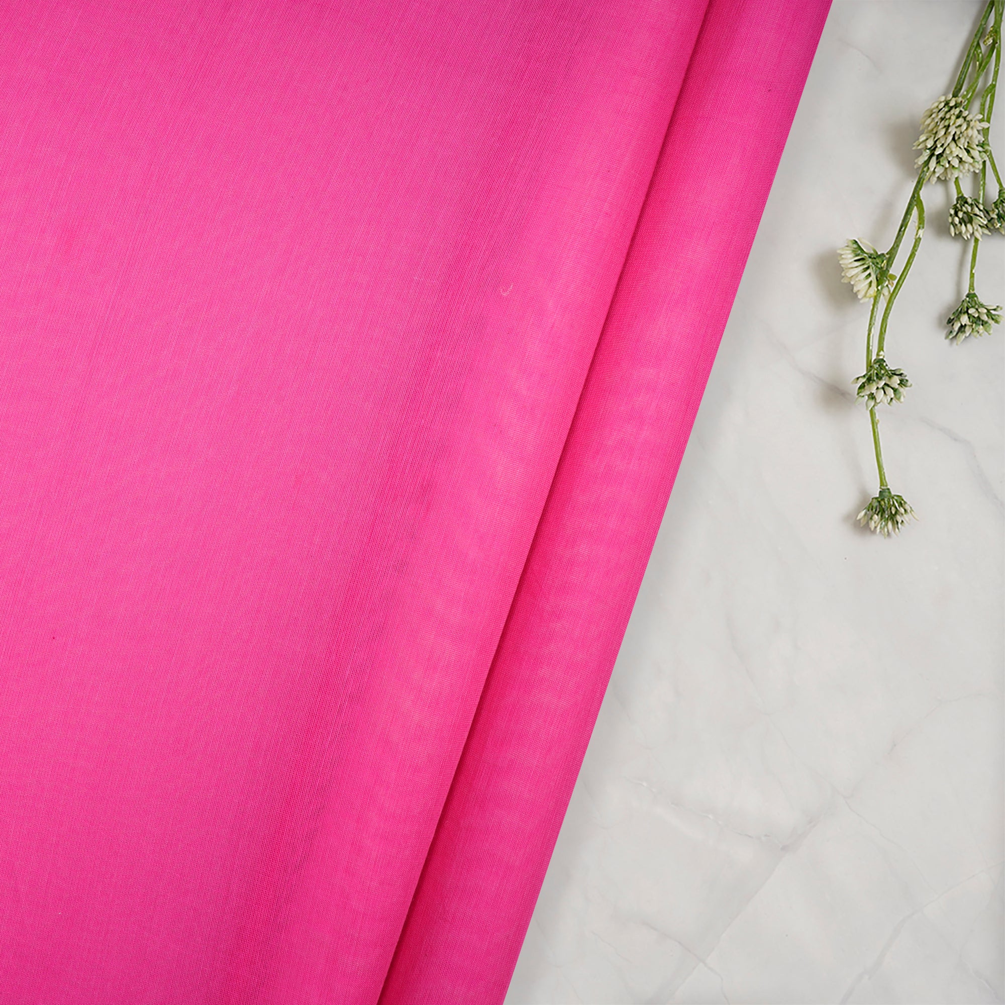 (Pre Cut 1.1 Mtr )Pink Piece Dyed Fine Chanderi Fabric