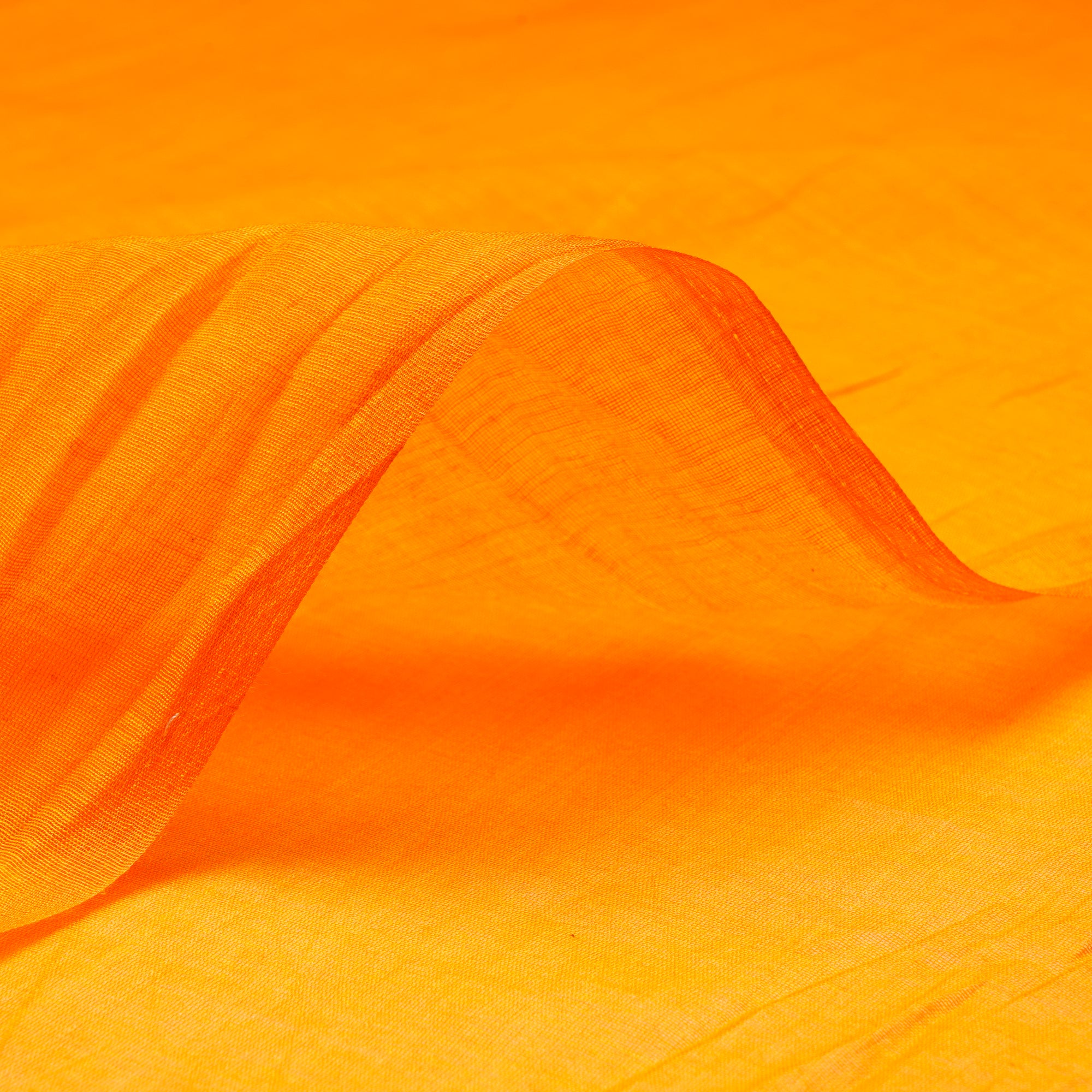 (Pre Cut 1.30 Mtr )Pumpkin Color Piece Dyed Fine Chanderi Fabric