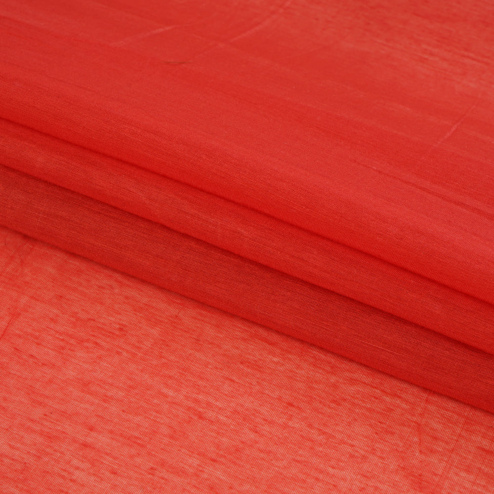 (Pre Cut 1.40 Mtr Piece) Red Color Yarn Dyed Pure Chanderi Fabric