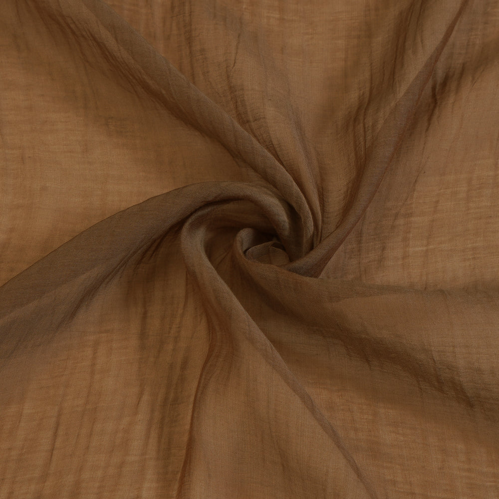 (Pre Cut 1.50 Mtr Piece) Brown Color Yarn Dyed Fine Chanderi Fabric