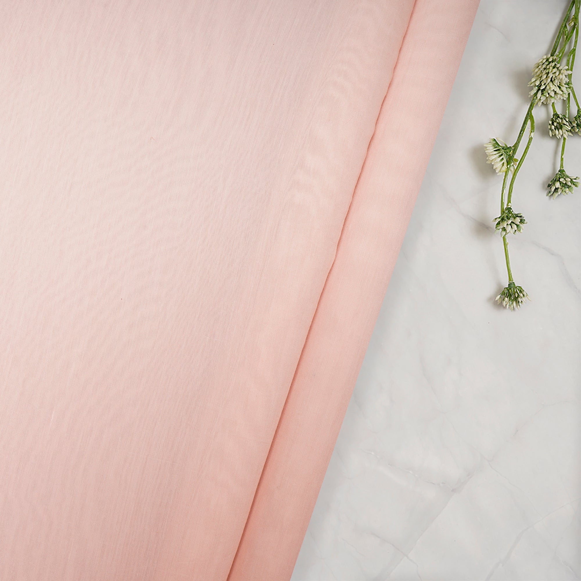 (Pre Cut 1.60 Mtr )Blush Pink Color Pure Plain Fine Chanderi Fabric
