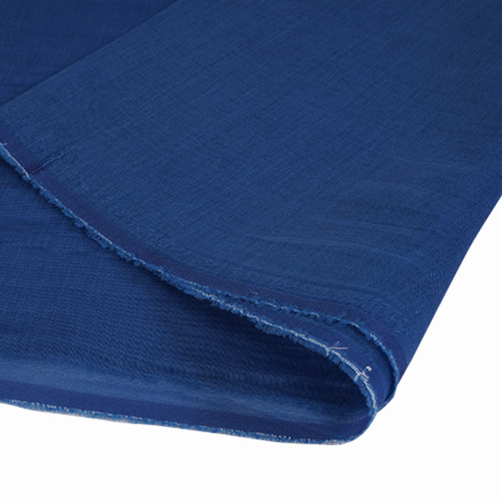 (Pre Cut 1.75 Mtr Piece) Blue Color Yarn Dyed Pure Chanderi Fabric